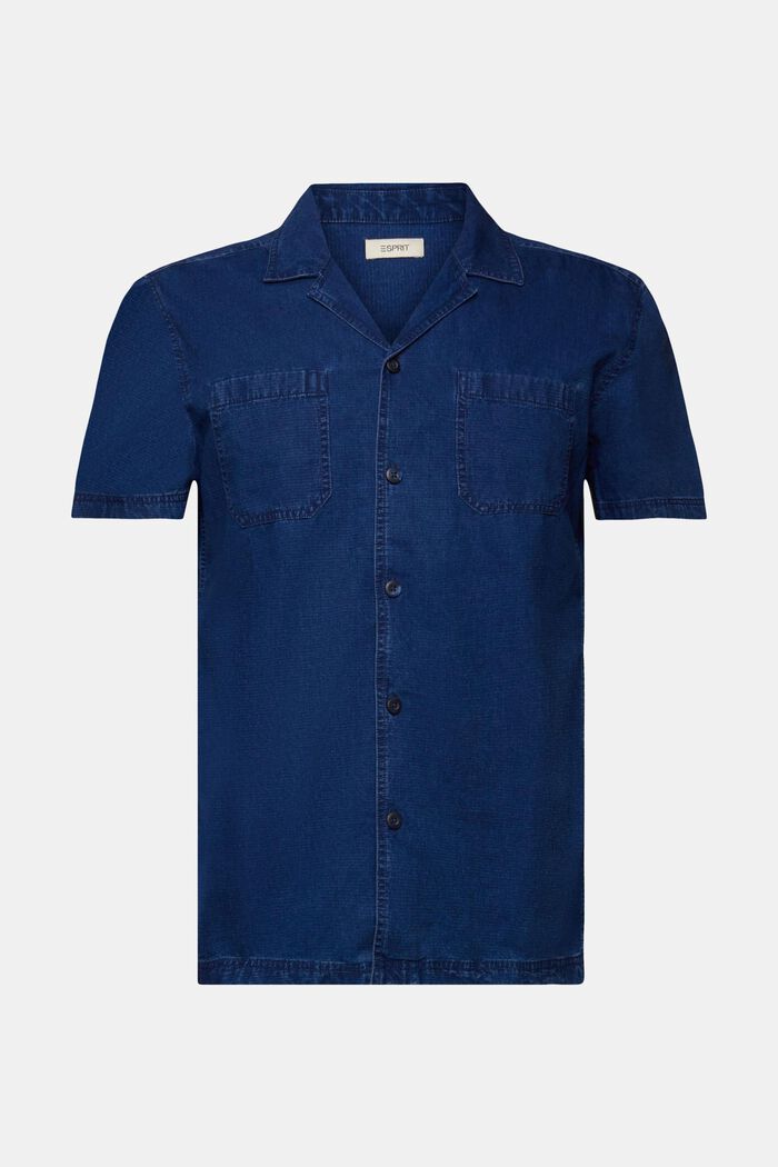 Short sleeve jeans shirt, 100% cotton, BLUE DARK WASHED, detail image number 7