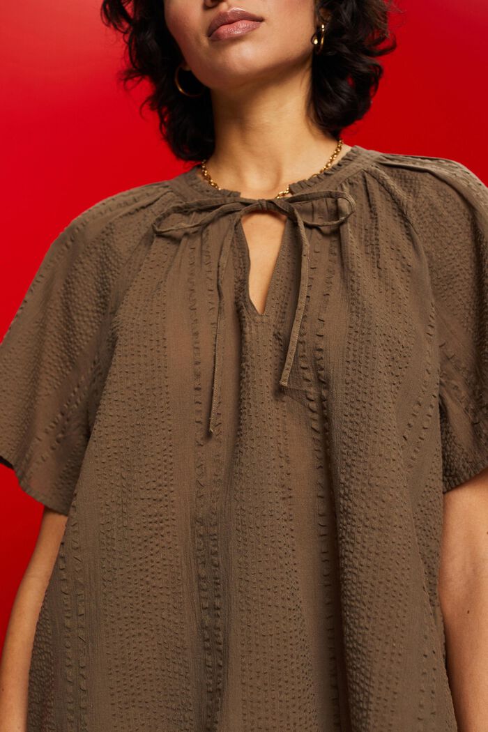 Cotton blouse, KHAKI GREEN, detail image number 2