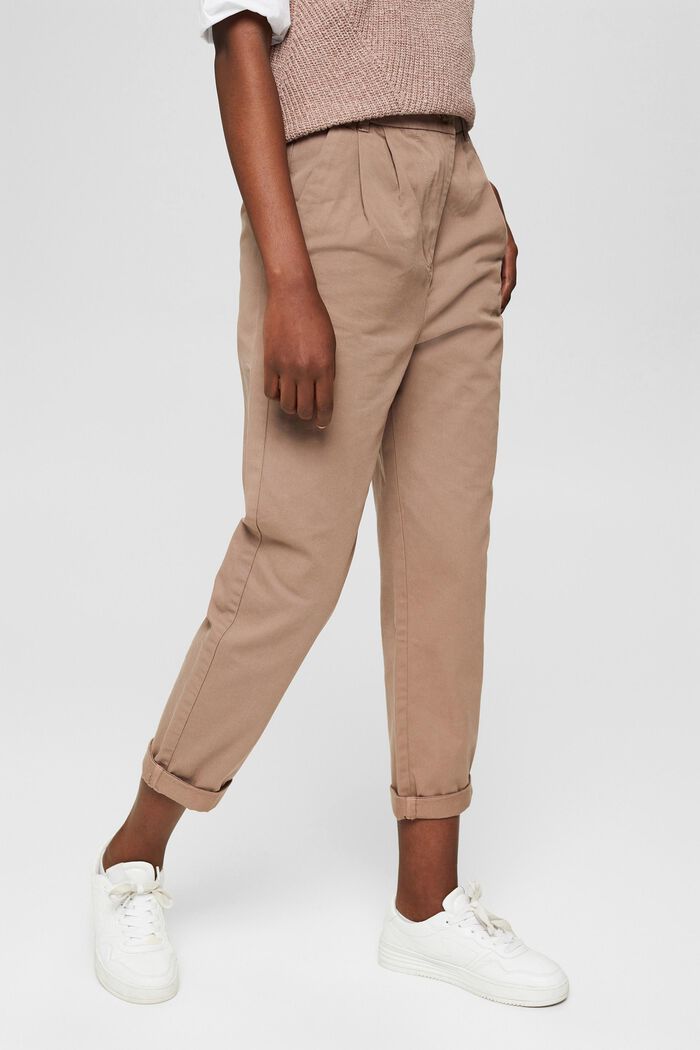 High-rise chinos, 100% Pima cotton, TAUPE, detail image number 0