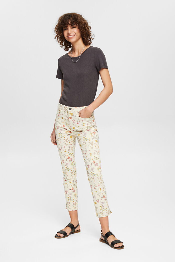 Stretch trousers with a floral print