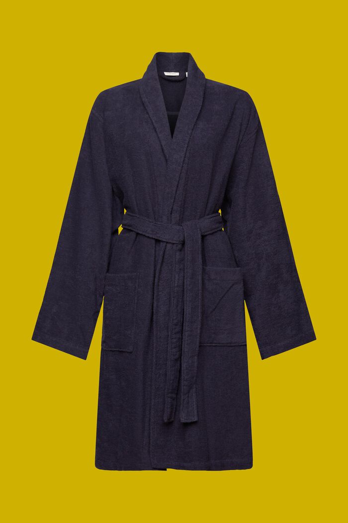 Unisex bathrobe, 100% cotton, NAVY BLUE, detail image number 6