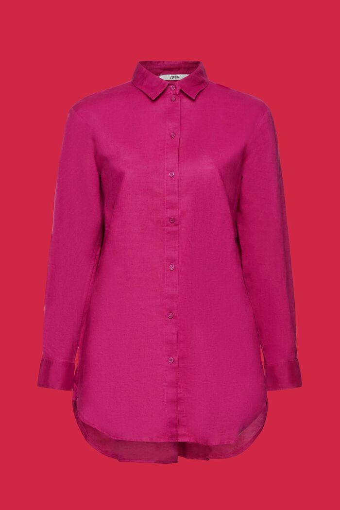 Linen-Cotton Blend Shirt, DARK PINK, detail image number 5