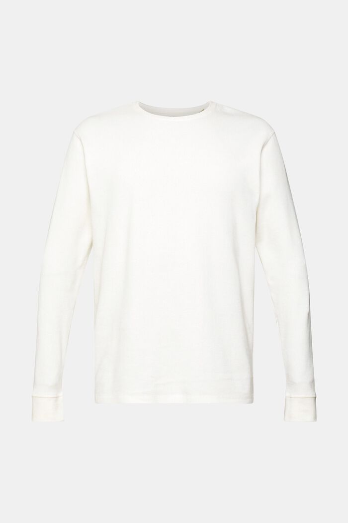Long sleeve waffle piqué shirt, 100% cotton