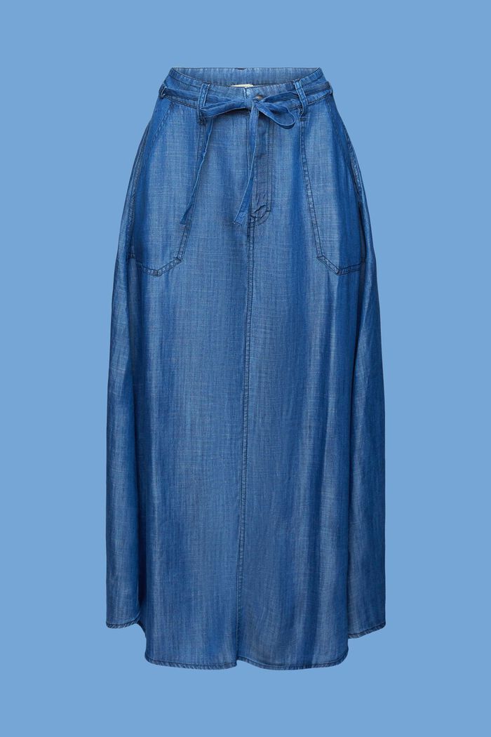 Made of TENCEL™: Denim-look midi skirt, BLUE MEDIUM WASHED, detail image number 6
