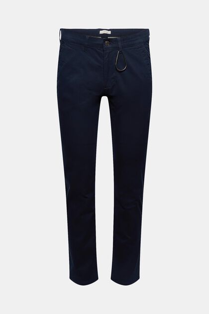 Stretch chinos, organic cotton, NAVY, overview