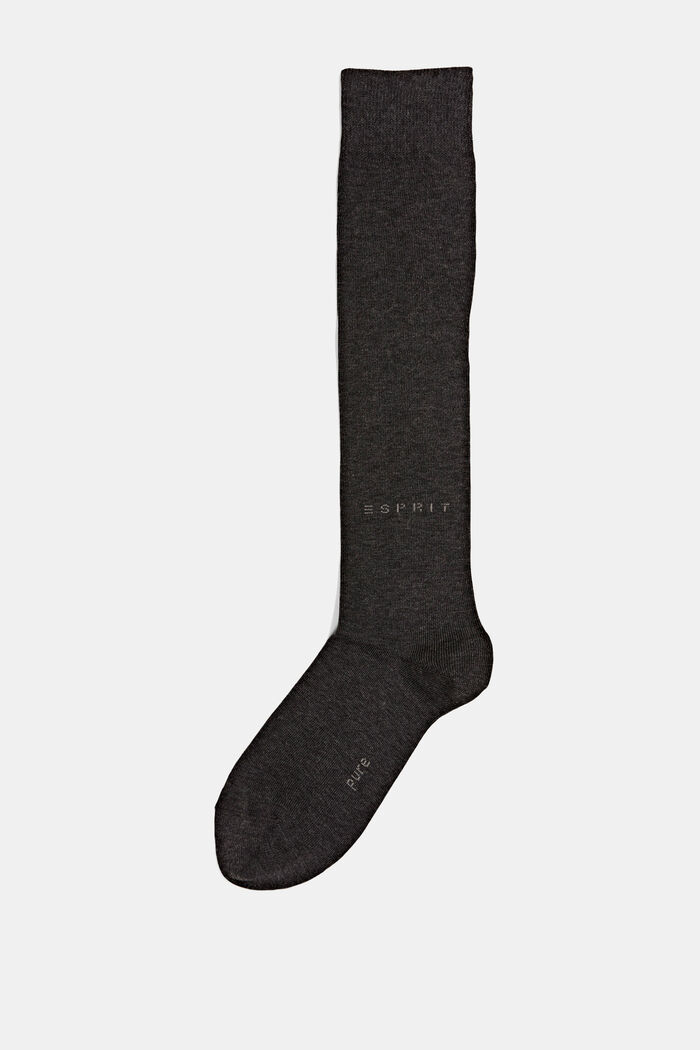 Knee-high socks made of blended cotton, ANTHRACITE MELANGE, detail image number 0