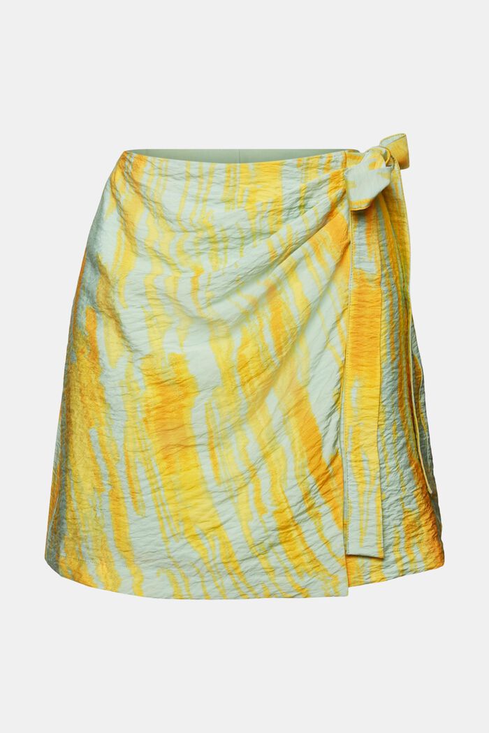 Printed Crinkled Wrap Mini Skirt, CITRUS GREEN, detail image number 5