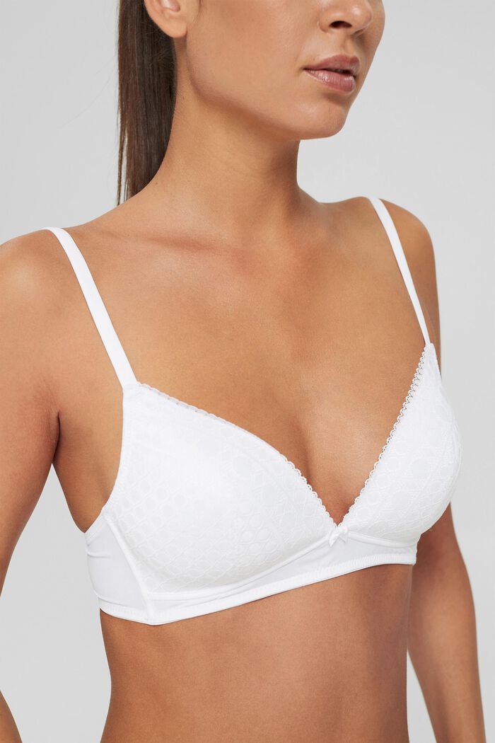 Recycled: padded bra with lace, WHITE, detail image number 2