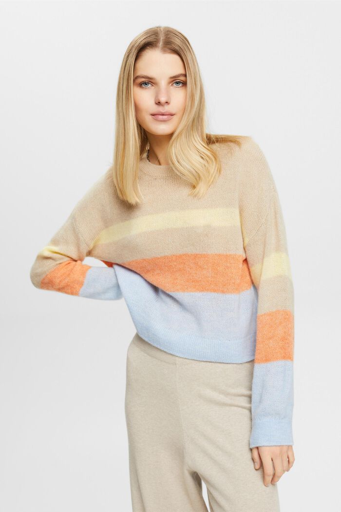 Striped knitted jumper, LIGHT TAUPE, detail image number 0