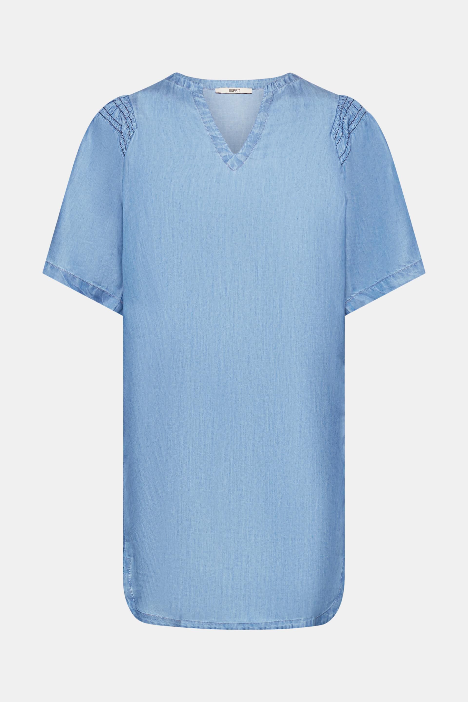 Tamra Washed Denim Tunic ShirtCare Instructions: For best results, machine  or hand wash in cold water, do not bleach, hang or line dry, do not iron,  do not dry clean. More details... –