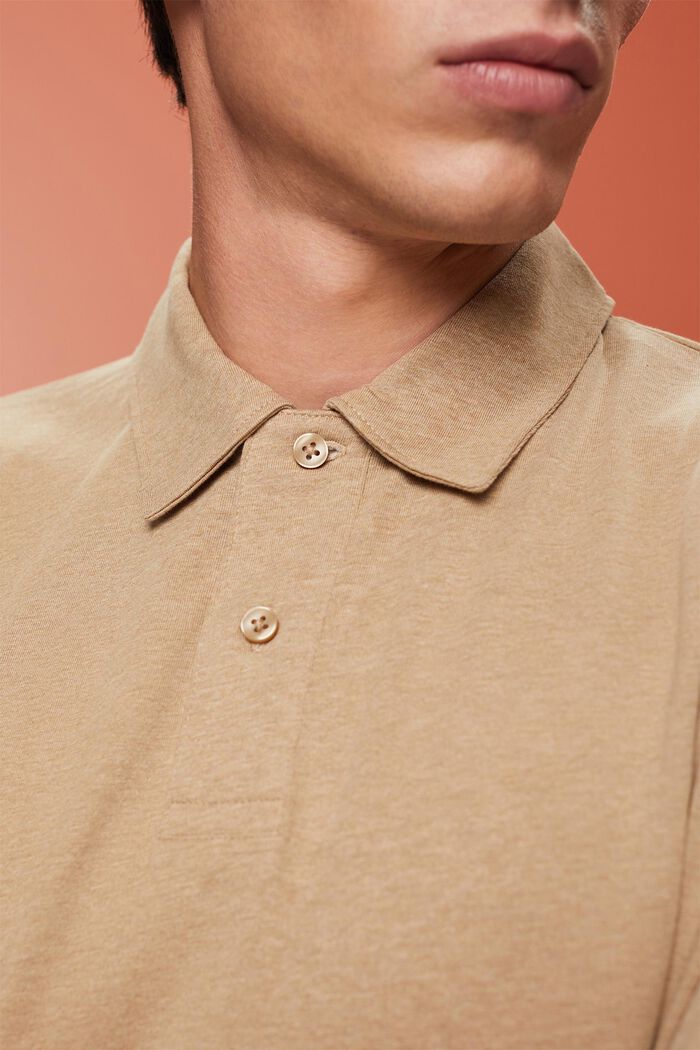 Cotton Jersey Polo Shirt, SAND, detail image number 2