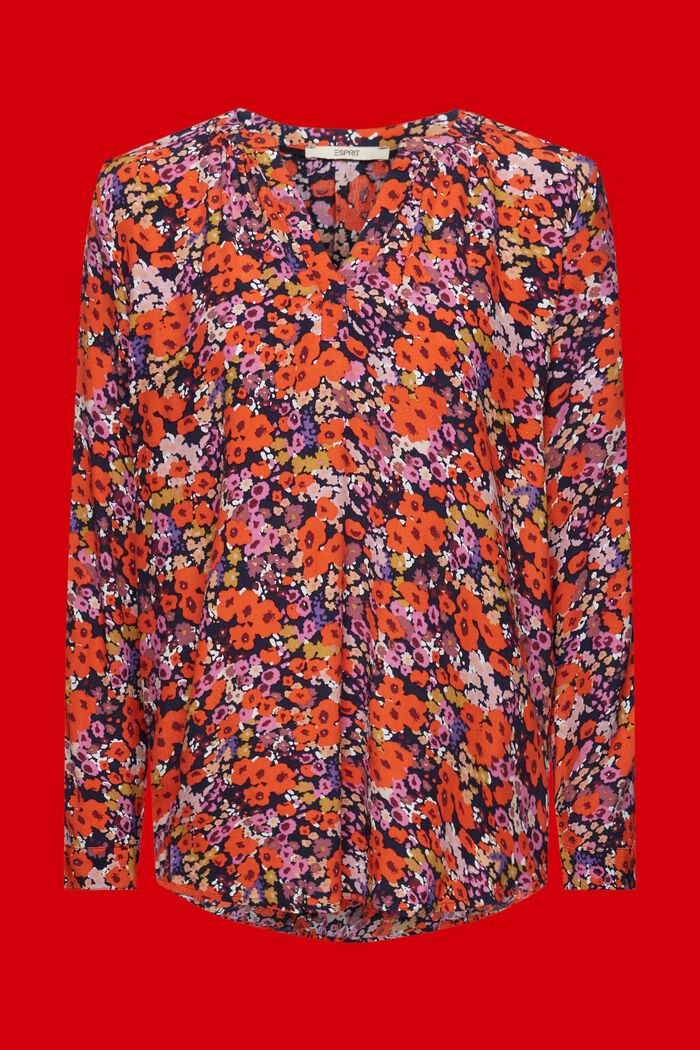 Floral V-neck blouse, NEW NAVY, detail image number 5