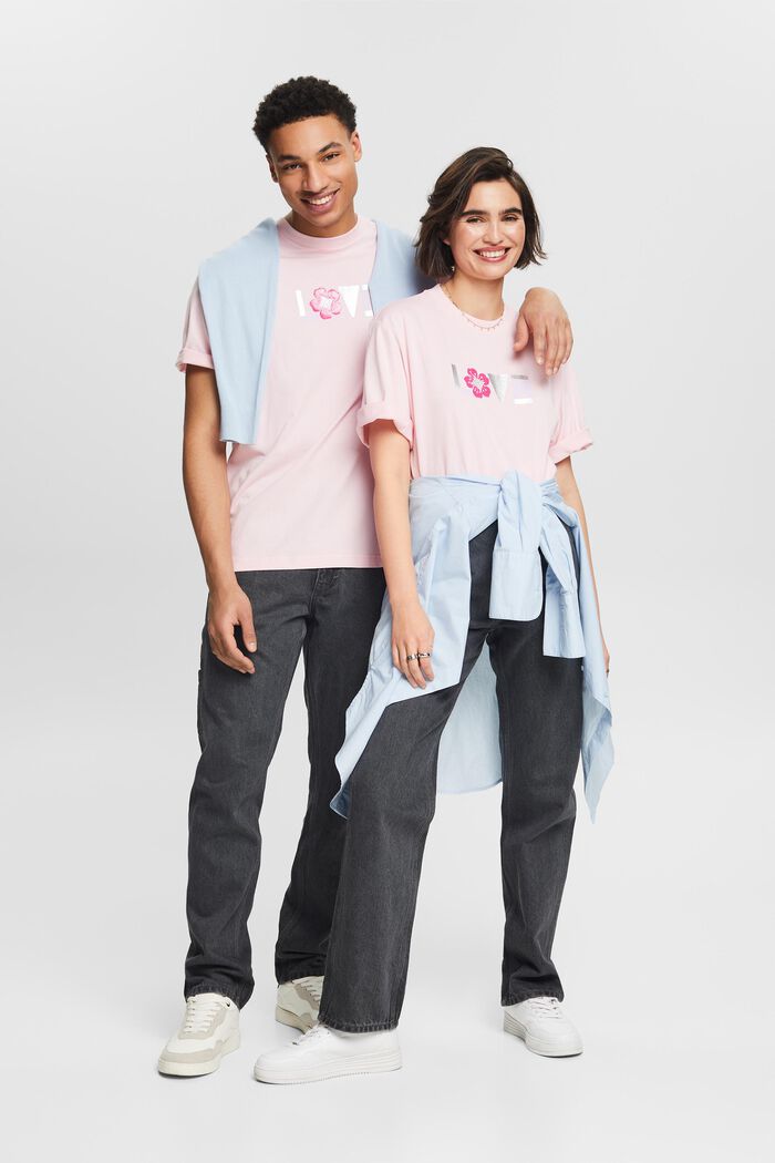 Unisex Printed Pima Cotton T-Shirt, PASTEL PINK, detail image number 6