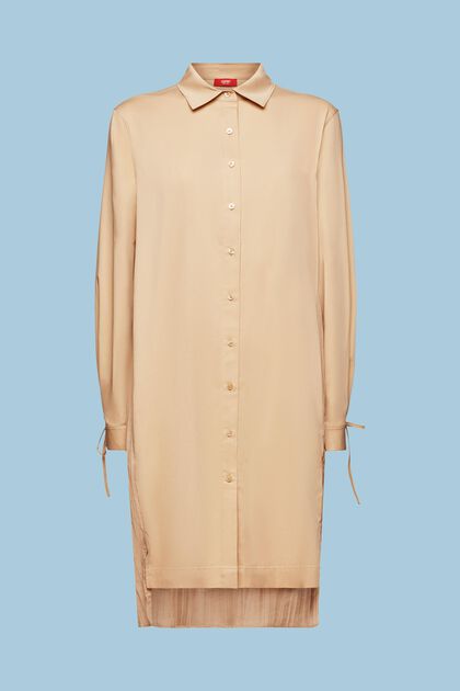 Crinkled Midi Shirt Dress