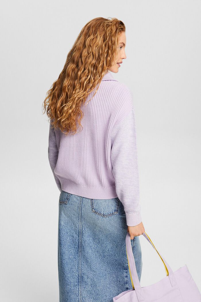 Textured Troyer Sweater, LAVENDER, detail image number 3