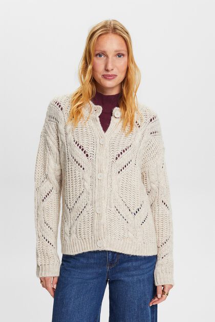 ESPRIT - Open Knit Wool-Blend Cardigan at our online shop