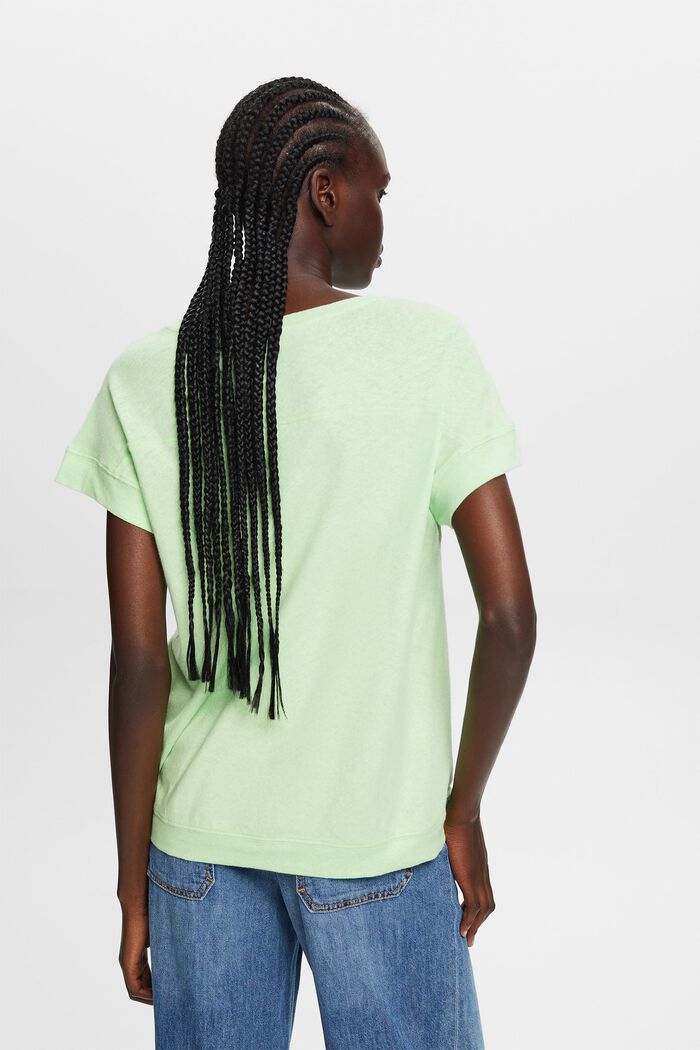 Cotton and linen blended t-shirt, CITRUS GREEN, detail image number 3