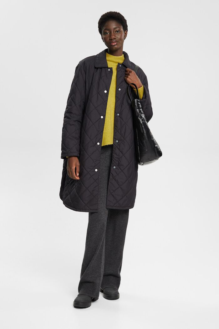 Ultra-lightweight quilted coat, BLACK, detail image number 4