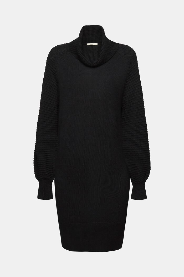 Polo-neck knitted dress, BLACK, detail image number 6