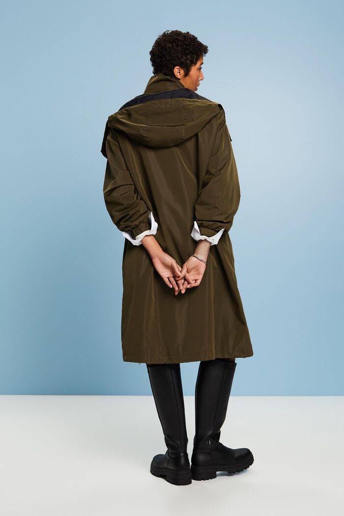Detachable Hooded Coat, KHAKI GREEN, detail image number 3