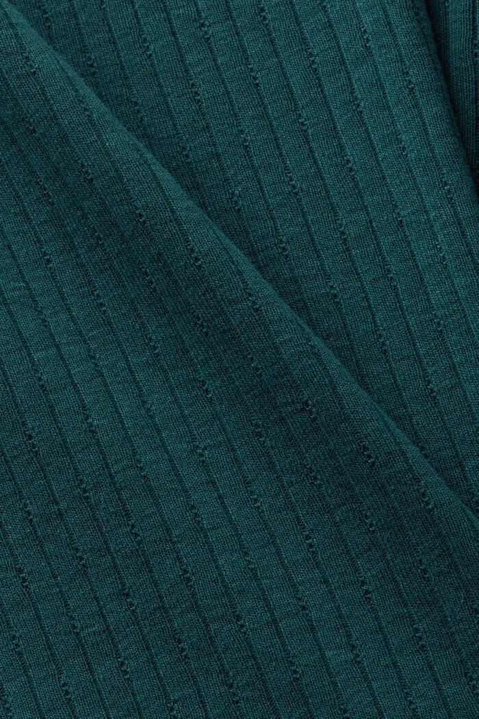 Scoop Neck Pointelle T-Shirt, EMERALD GREEN, detail image number 5
