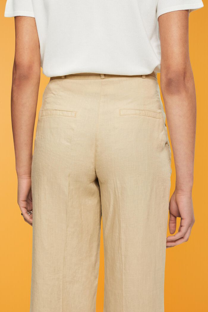 Wide Leg Linen Pants, SAND, detail image number 4