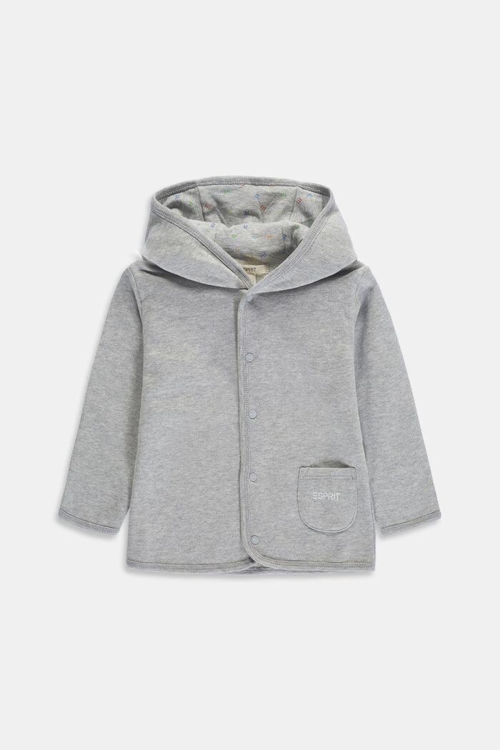 Sweatshirt jacket made of 100% organic cotton, LIGHT GREY, detail image number 0