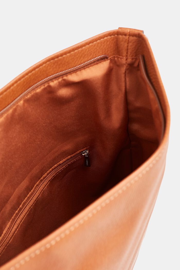 Faux Leather Flapover Shoulder Bag, RUST BROWN, detail image number 3