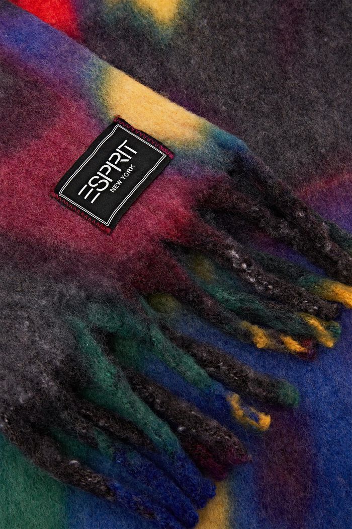 Multi-Colored Brushed Knit Scarf, BLACK, detail image number 1