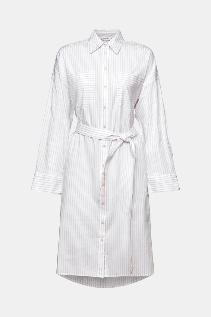 Striped Poplin Shirt Dress, LIGHT GREY, detail image number 5