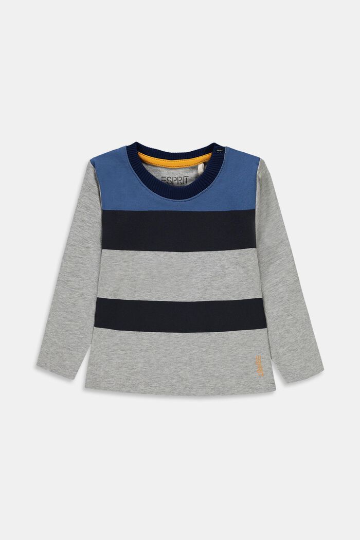 Long sleeve top with block stripes, organic cotton