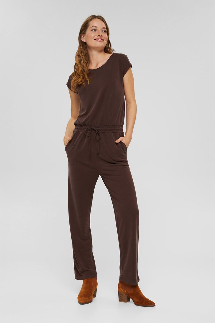 Jumpsuit with a matt shimmer, RUST BROWN, detail image number 5