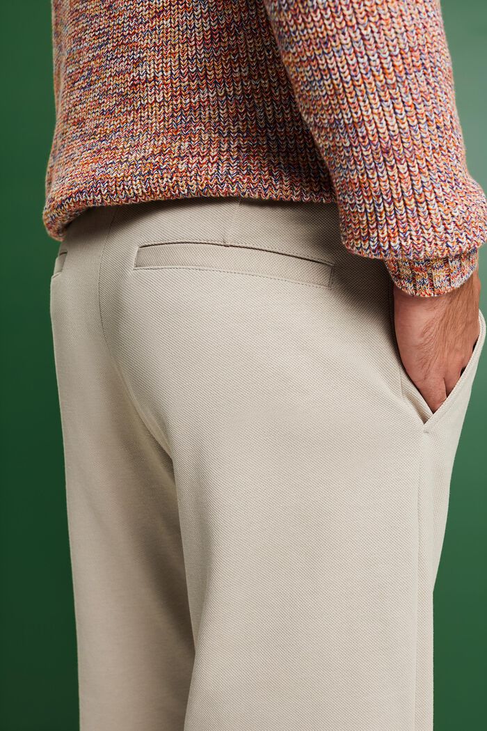 Knitted Piqué-Jersey Pants, BEIGE, detail image number 4