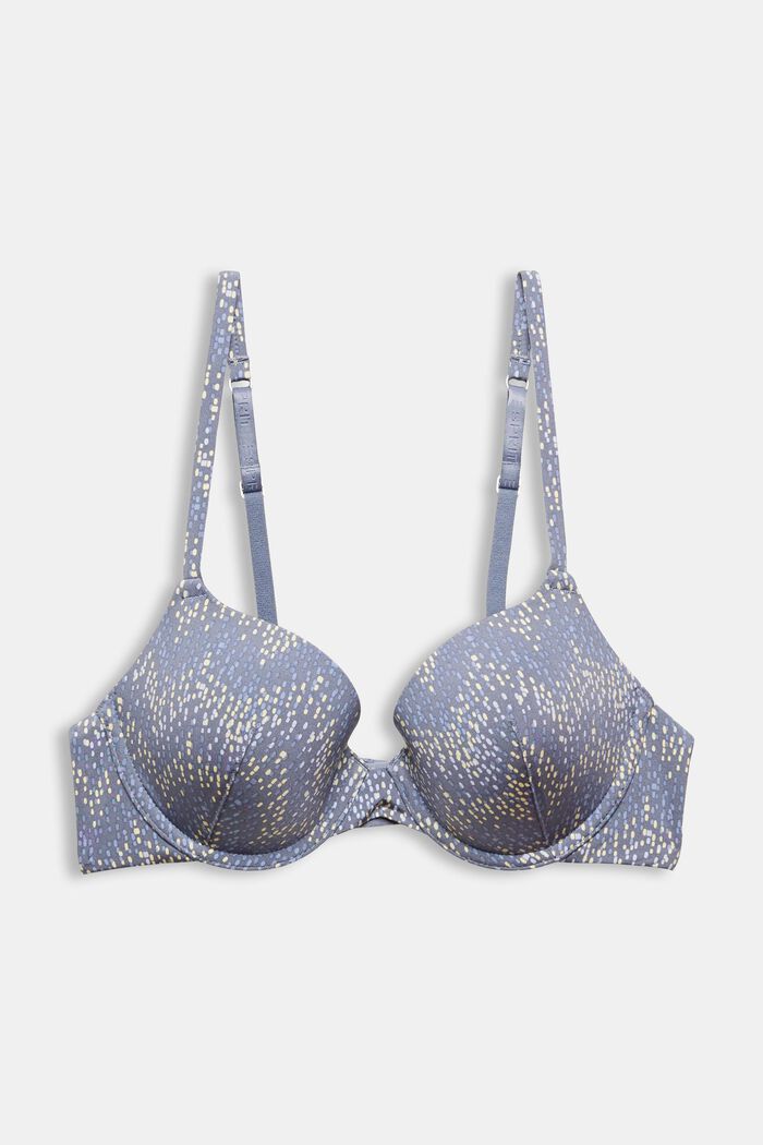 Recycled: padded, underwire bra with a pattern, GREY BLUE, detail image number 3