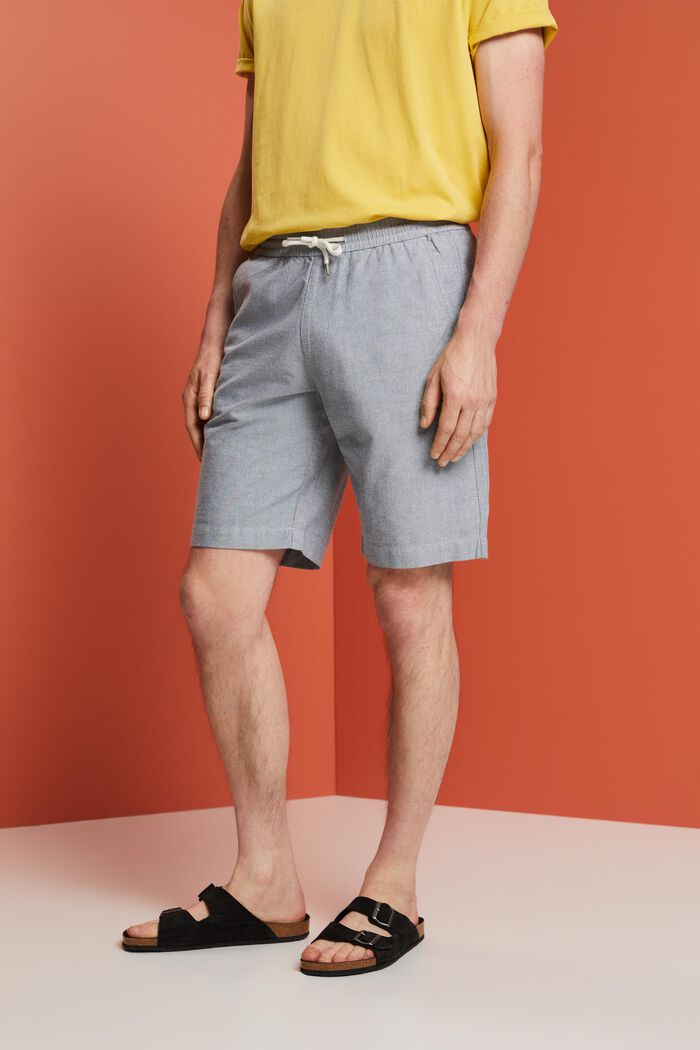 Pull-on twill shorts, 100% cotton, NAVY, detail image number 0
