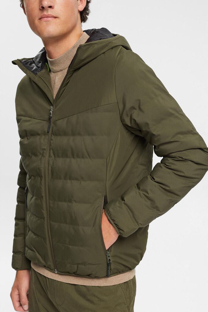 Quilted jacket with hood, DARK KHAKI, detail image number 2