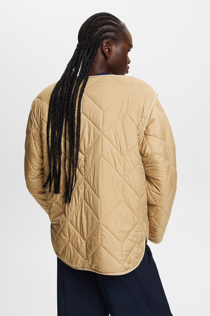 Recycled: quilted jacket with teddy lining, KHAKI BEIGE, detail image number 3