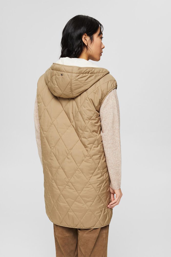 Made of recycled material: Quilted body warmer with padding, KHAKI GREEN, detail image number 2