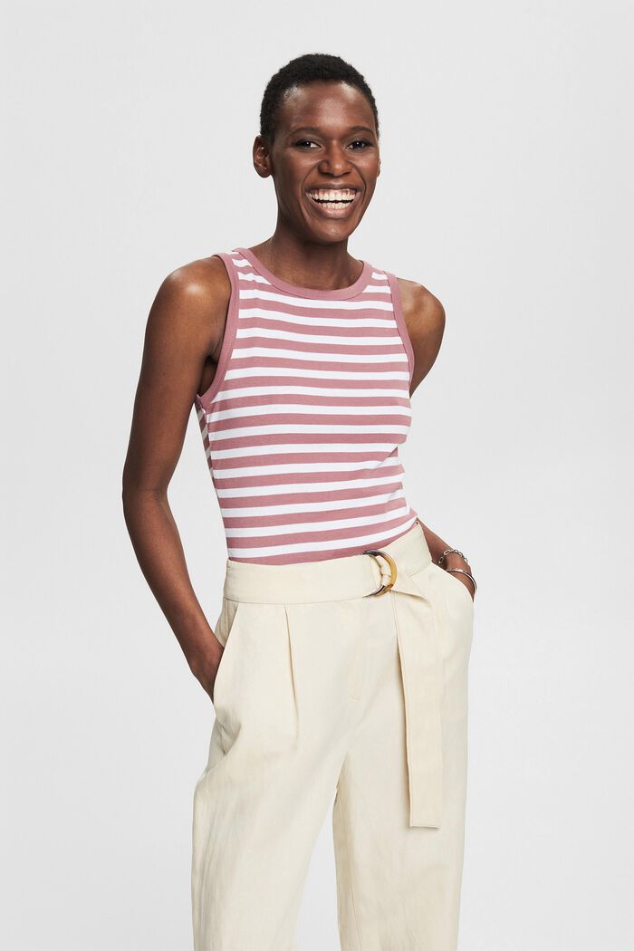 Sleeveless top with striped pattern, MAUVE, detail image number 0