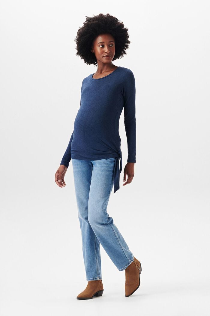 Long-sleeved top with side tie detail