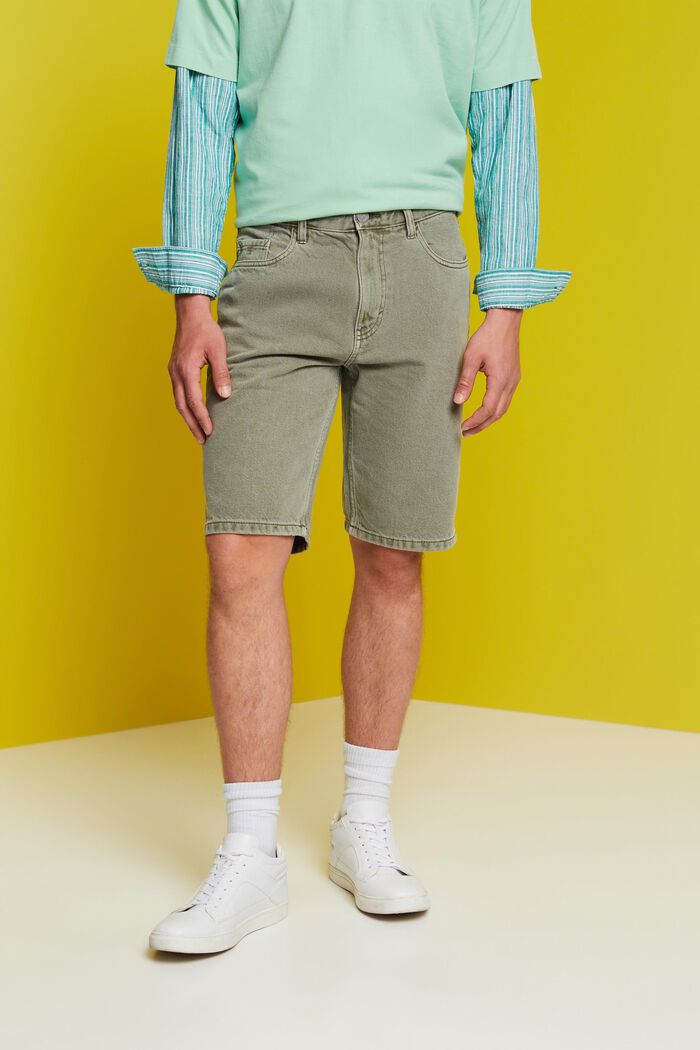Coloured denim shorts, GREEN, detail image number 0