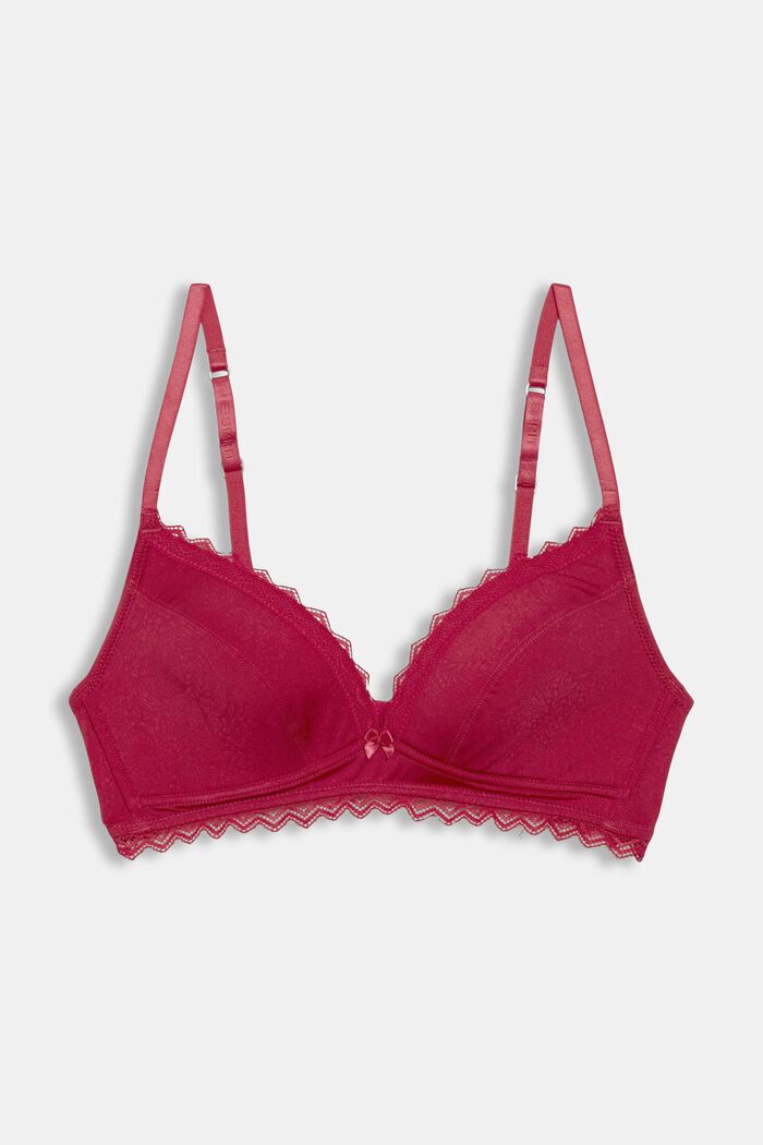 Padded non-wired bra with paisley pattern, DARK PINK, overview