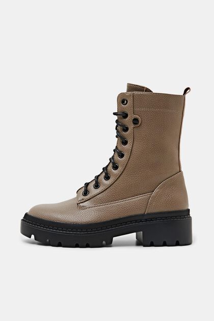 Vegan leather lace-up boots