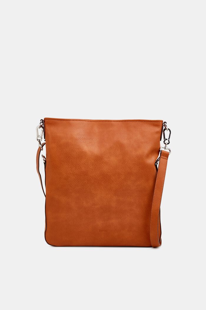 Faux Leather Flapover Shoulder Bag, RUST BROWN, detail image number 0
