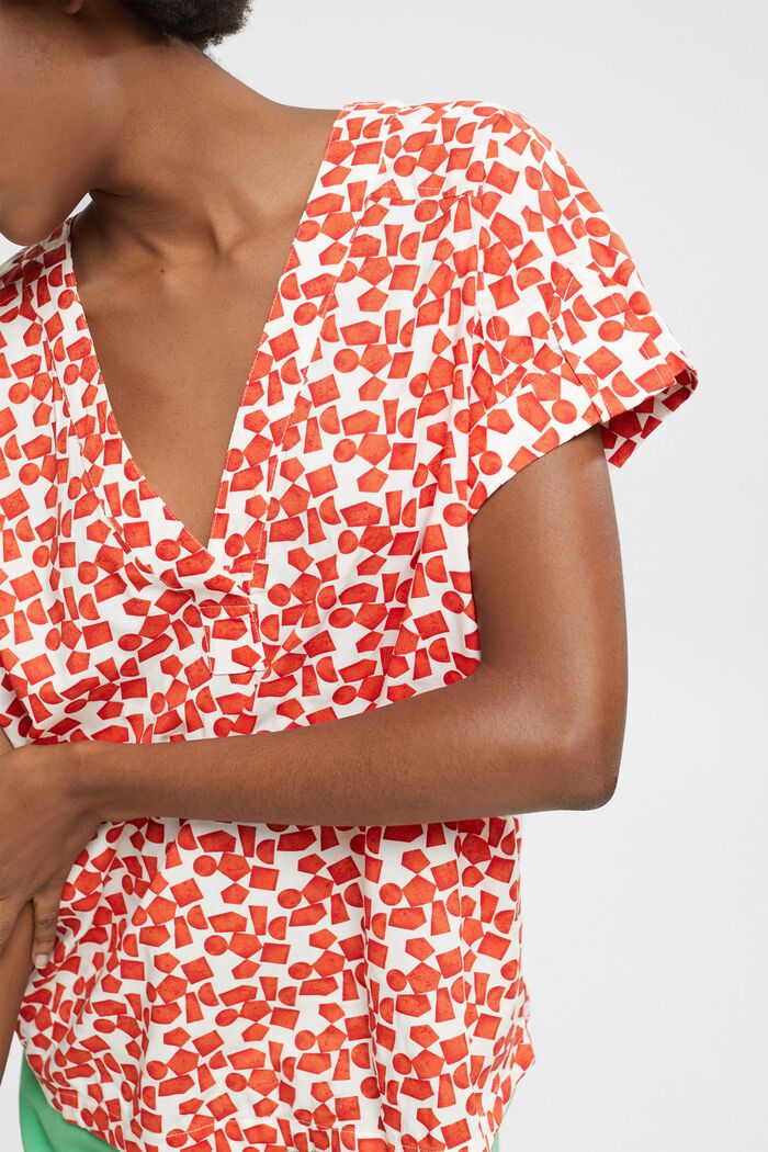 Patterned blouse, LENZING™ ECOVERO™, ORANGE RED, detail image number 3