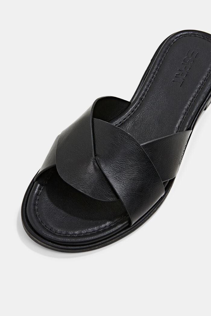 Slip-ons with crossed-over straps, BLACK, detail image number 4