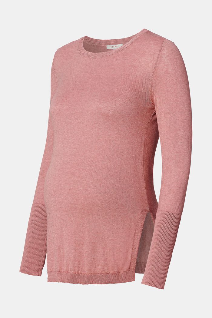 Fine knit jumper with side slits, ROSE SCENT, overview