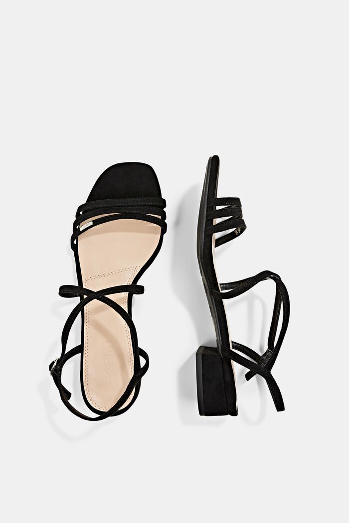 Strappy sandals in faux suede, BLACK, detail image number 1