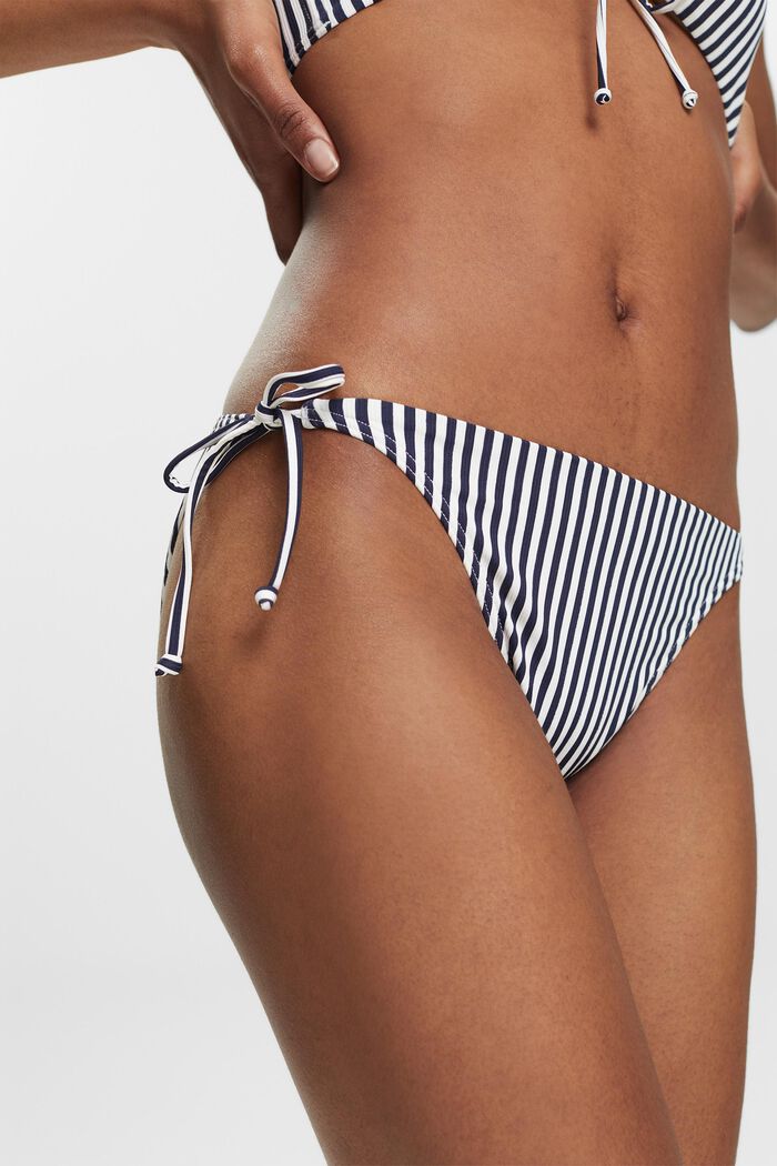 Striped Side-Tie Bikini Bottoms, NAVY, detail image number 2