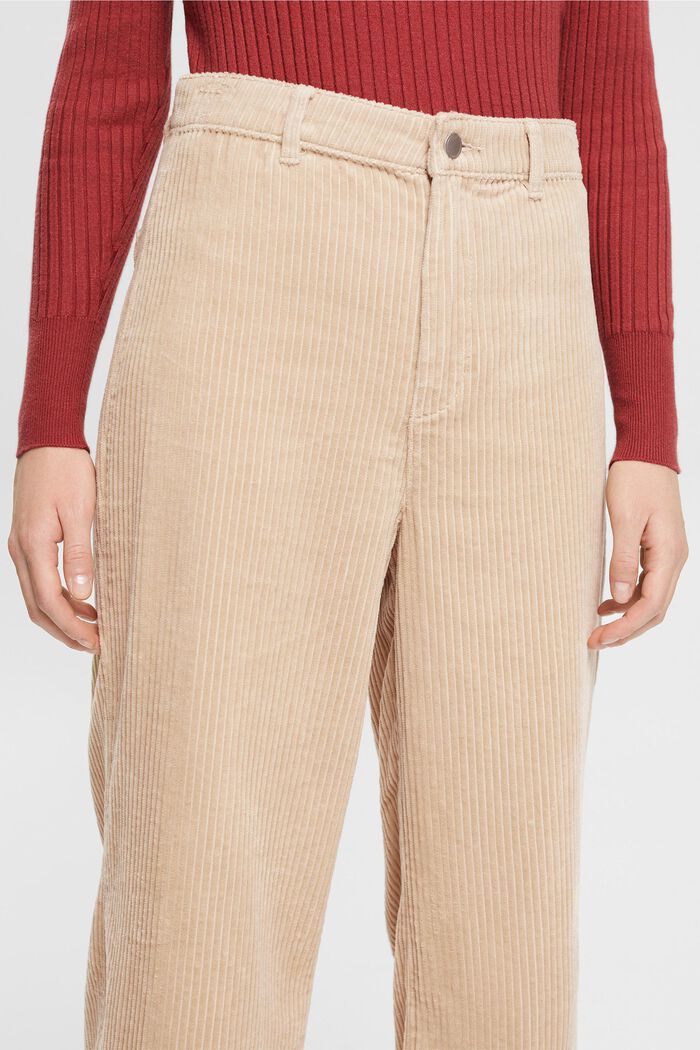 Cropped wide leg corduroy trousers, BEIGE, detail image number 0